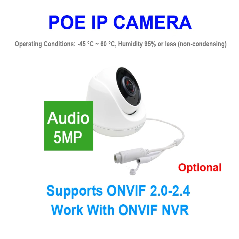 JIENUO-cámara IP panorámica POE de 5MP, lente de 1,7mm, HD, vigilancia de seguridad Cctv, micrófono incorporado, vídeo infrarrojo, cámara de Interior para el hogar