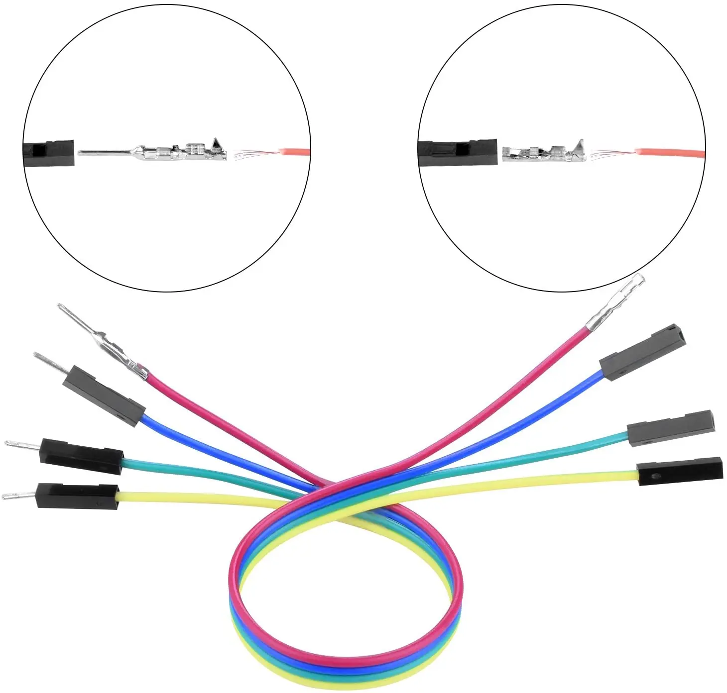 Imagem -03 - Conector Dupont 2.54 mm Cabo Dupont Jumper Fio Pino Cabeçalho Kit de Habitação Pinos de Crimpagem Macho Mais Conector Terminal de Pino Fêmea 620 Peças