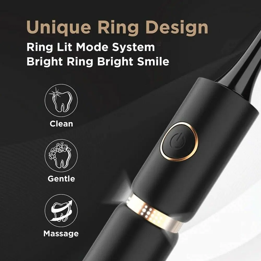 Fairywill P11 Sonic Whitening Electric Toothbrush Rechargeable USB Charger Ultra Powerful Waterproof 4 Heads and 1 Travel Case