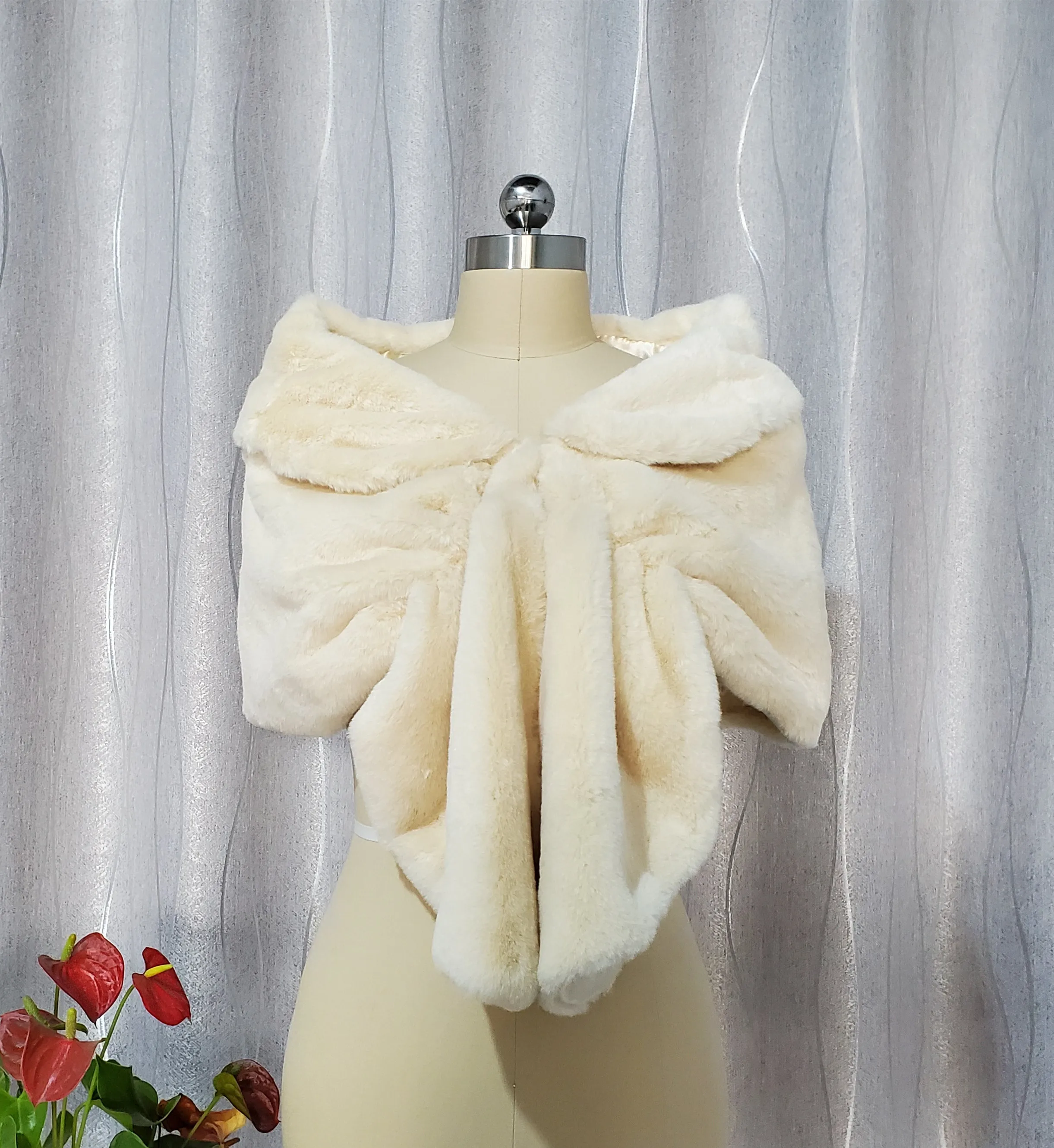 Frauen Hochzeit Schal Faux Pelz Braut Cape Winter Shrug Bolero