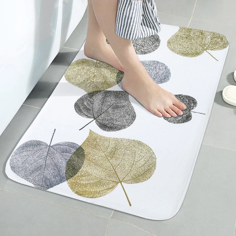 Bath Mats FreeShipping pvc shower bath mat Nonslip floor mat Gold and silver leaves  mat bath mat anti-slip mat bathroom