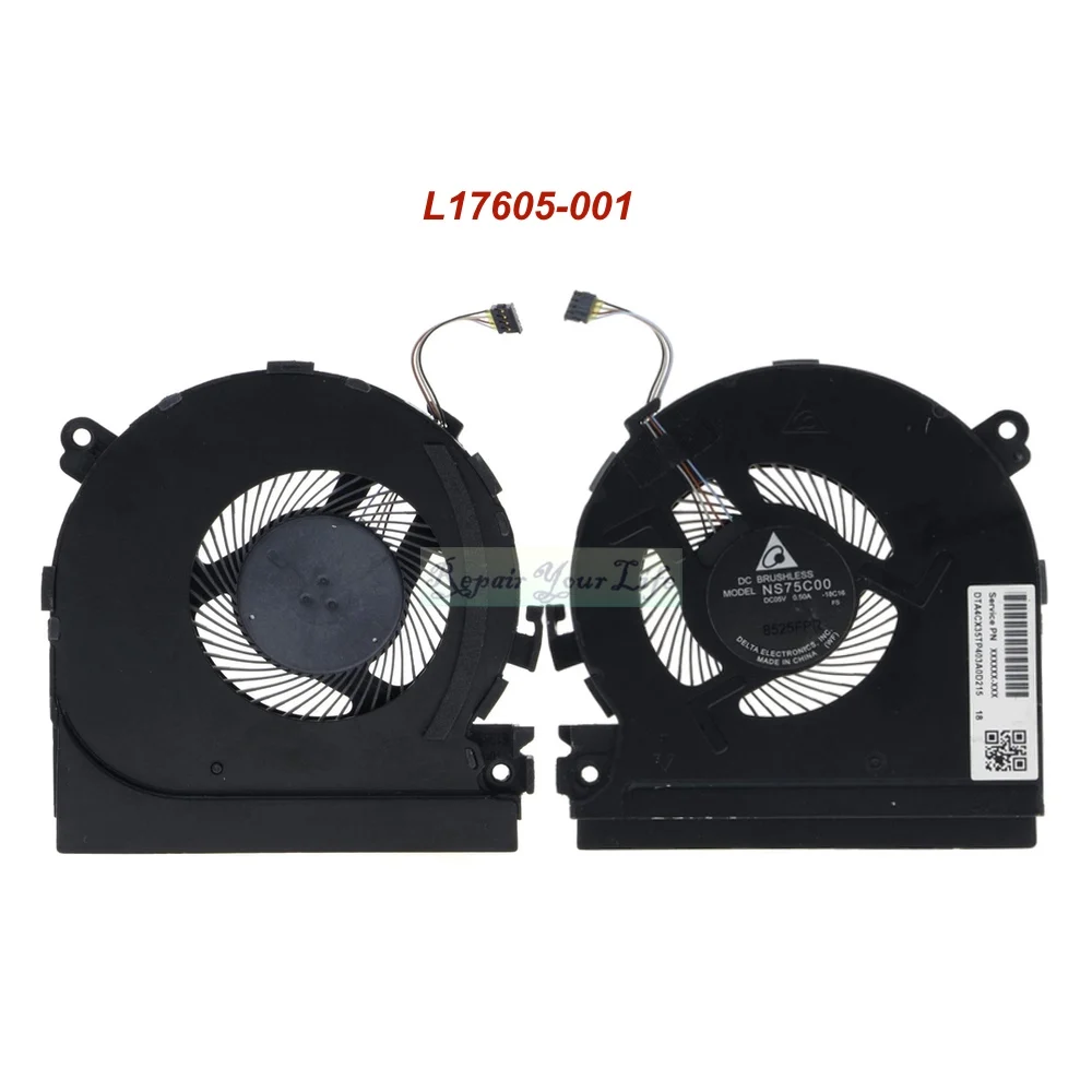 Imagem -03 - Ventiladores Cooler Gpu para Cpu de Laptop para hp Spectre X360 15-ch 15-ch011dx Ventilador de Refrigeração para pc Radiador L17605001 L17606 Ns75c0017j21 17j22