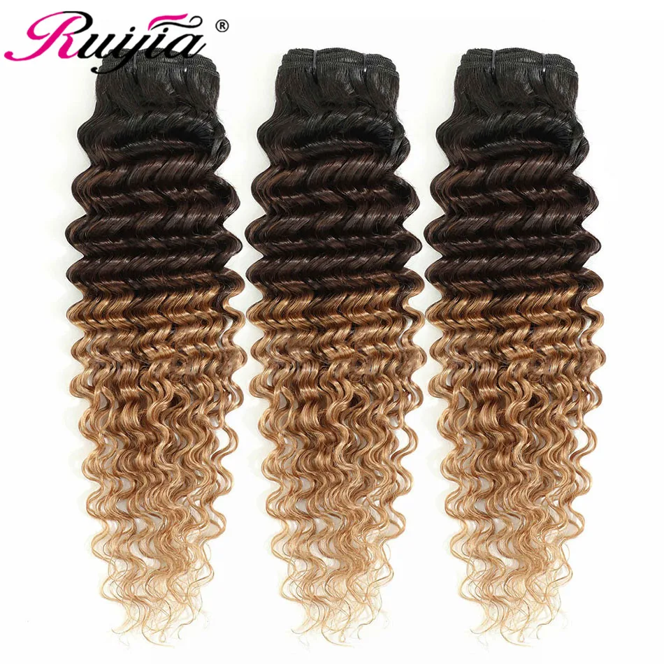 Deep Wave Bundles Mongolian Hair 3 4 Bundles Ombre Deep Curly Bundles T1B 4 27 Honey Blonde Human Hair Weave Curly Hair Weaving