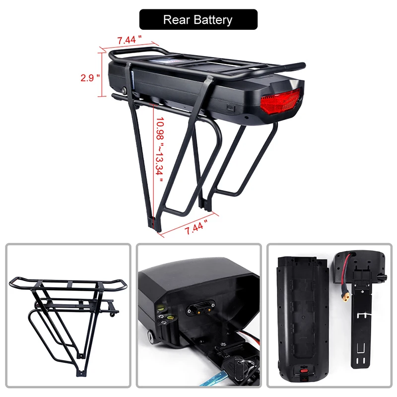 Bafang 500W Electric Bicycle Hub Motor Kit 48V Front Rear Wheel Drive eBike Conversion Kit 17.5Ah Rack Type Lithium Battery Pack