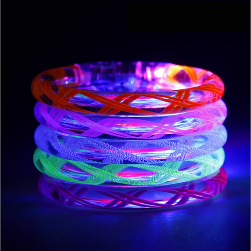 

Led Dance Hot Sale 25pcs/lot Plastic Led Wristband For Party Club Suprise Glowing Thread Colorful Bracelet Toy Girl Boy Gift