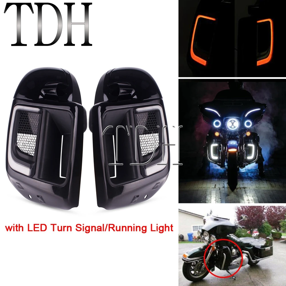 

Motorcycle LED Fairing Lower Grills Light+Lower Vented Leg Fairing for Harley Touring 2014-up FLHR FLHRXS FLHX FLHXS FLTRX FLRT