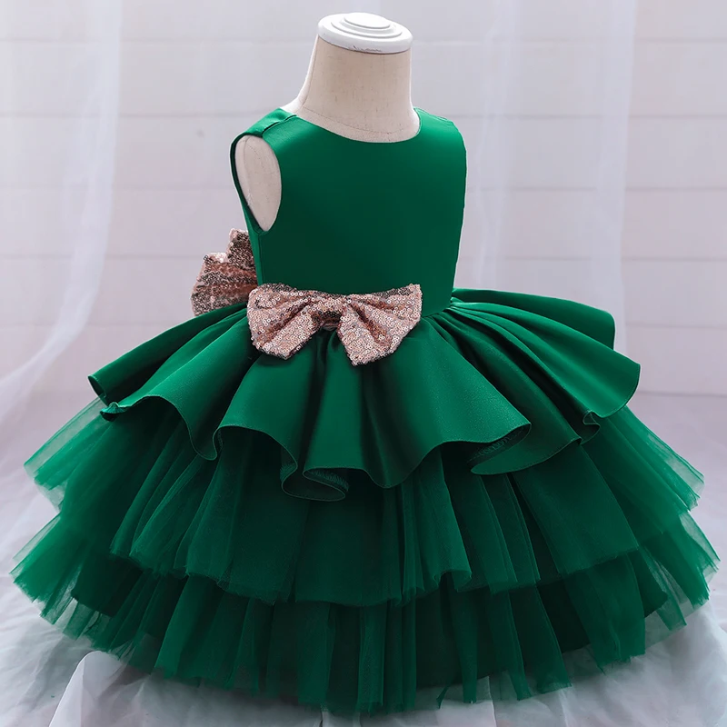 Summer Toddler Baby Girl Dress Baptism Big Bow Costume For Kids 1 Year Birthday Party Wedding Evening Clothes Tutu Fluffy Gown