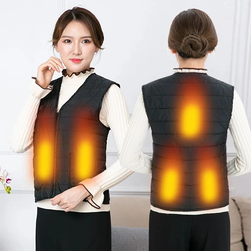 Women Outdoor Warm Vest Electric Heated Vest Washable USB Charging Heated Clothing Winter Skiing Hiking Camping Anti-Cold Vests