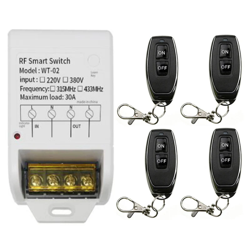 AC 220V 380V 1CH 30A Wireless Remote Control Switch Receiver + Transmitter For Water Pump LED Light Garage Door