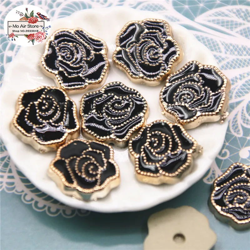 50 sztuk 12x13mm Rose Flower Flatback przyciski domu ogród rzemiosło Cabochon Scrapbooking DIY akcesoria