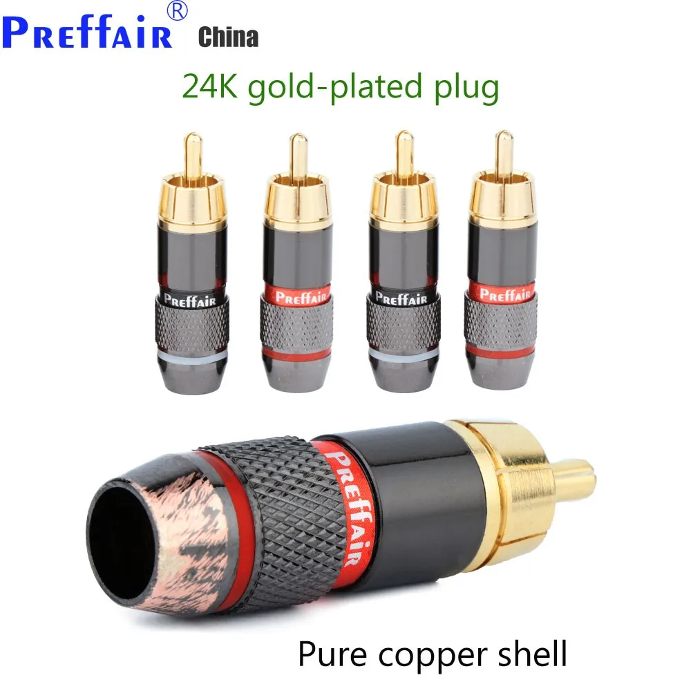 Preffair R1733 vergoldeter Hifi-RCA-Stecker, 6 mm, doppelt selbstsichernde Lotus-Draht-Anschlüsse, Audio-Adapter – Detail 9