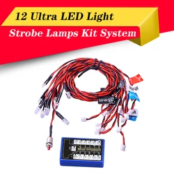 12 Ultra LED Flashing Bright Light Strobe Lamps Kit System for 1/10 1/8 RC Drift HSP TAMIYA CC01 4WD Axial SCX10 RC Car Truck