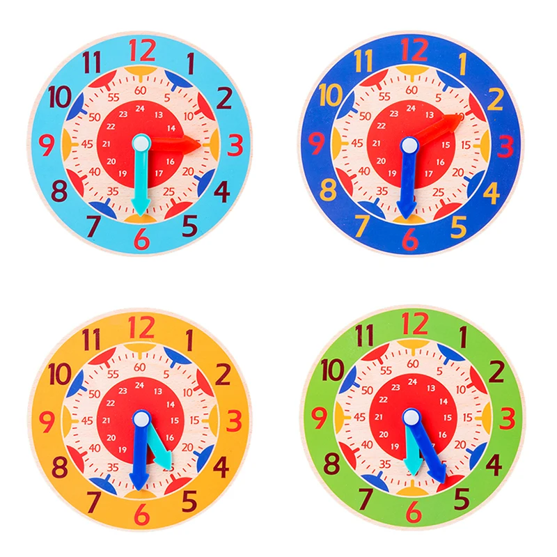 Wood Little Clock Puzzle Toys for Children Kids Time Cognition Colorful Watch Toy Montessori Toys Early Learning Preschool Home