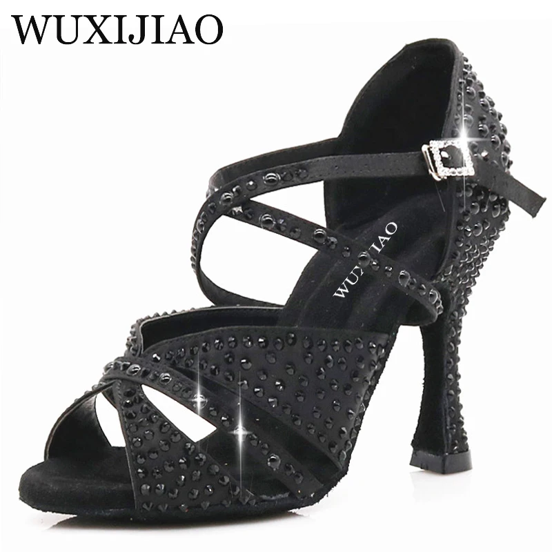 WUXIJIAO Brand Latin Dance Shoes Pearl Series Dance Shoes Salsa Women\'s Ballroom Dance Shoes Kuba Heel