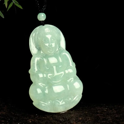 Zheru Jewelry Natural Burmese Jade A-level Bodyguard Guanyin Pendant Necklace Jewelry Best Gift