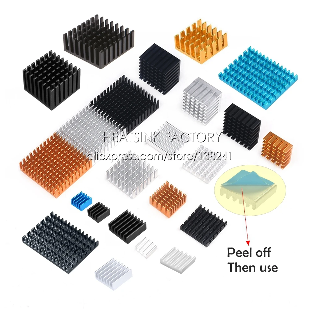 Various Size And Color Aluminum Heatsink Radiator Heat Sink Cooler Cooling For MOS CPU IC LED AMD With Thermal Conductive Pad