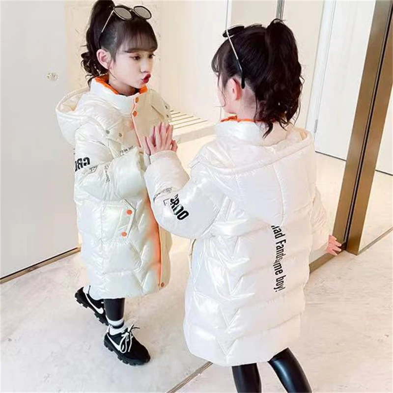 Girls Boys Down Coat Jacket 2021 Princess Warm Plus Velvet Winter Autumn Cotton Tops Teenager Cardigan Kids Children's Clothes