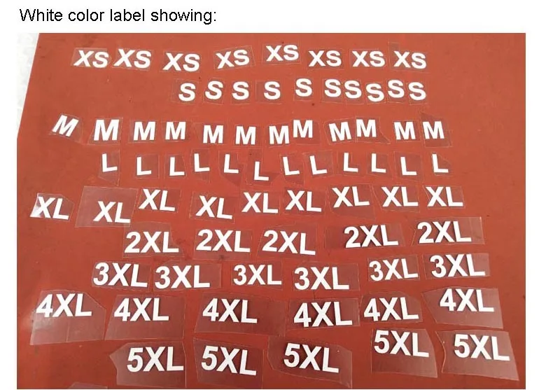 Hand Made 100pcs White Size Label for clothing Sticker Iron-on Cloth 0-200 Number Printed Sizes Bags Sportswear Garment Labels