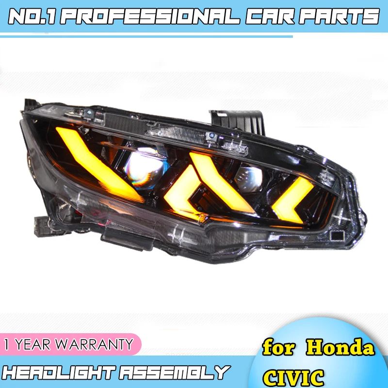 car accessories 2016 2017 for Honda CIVIC X 10th Headlight LED Headlight Red ANGEL EYE DRL Bi-Xenon Lens dynamic turn signal