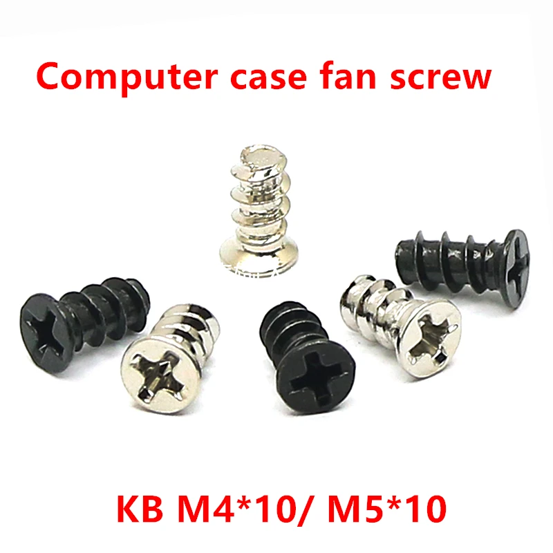 100pcs fan screws KB M4x10 M5X10 Computer PC Case Cooling Fan Mount Screw Heat Dissipation Screws Fixer