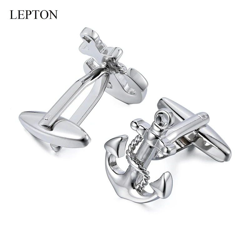 Lepton Anchor Cufflinks For Men Shirt Cuffs Cuff Links High quality Classic Nautical Anchor USN Navy Cufflink Relojes Gemelos