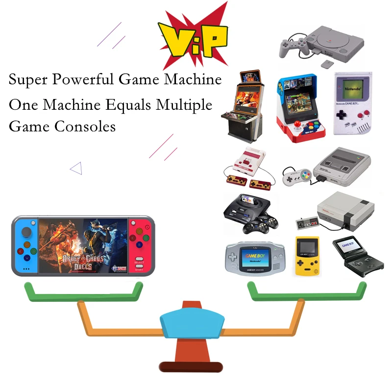 وحدة تحكم ألعاب محمولة كبيرة ، مشغل ألعاب أركاد ، شاشة 5 بوصة ، 8 جيجابايت ، ألعاب ، تلفزيون عالي الدقة ، 8 بت ، 16 بت ، 32 بت