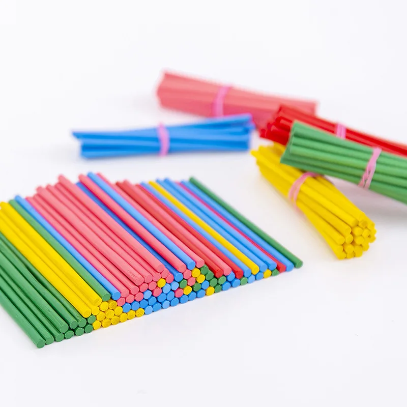 100pcs Colorful Bamboo Counting Sticks Mathematics Teaching Aids Counting Rod Kids Preschool Math Learning Toys for Children