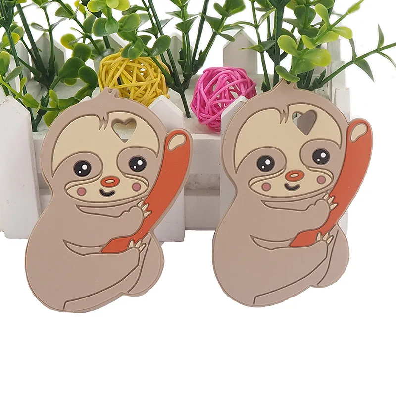 Chenkai 5PCS Silicone Sloths Teether Baby Teething Nursing Teether BPA Free For DIY Infant Chewable Silicone Pacifier Accessory