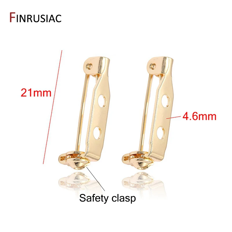 4 Types 14K Real Gold Plated Brass Metal Brooch Base Safety Clasp Brooches Pins For DIY Making Brooch Accessories