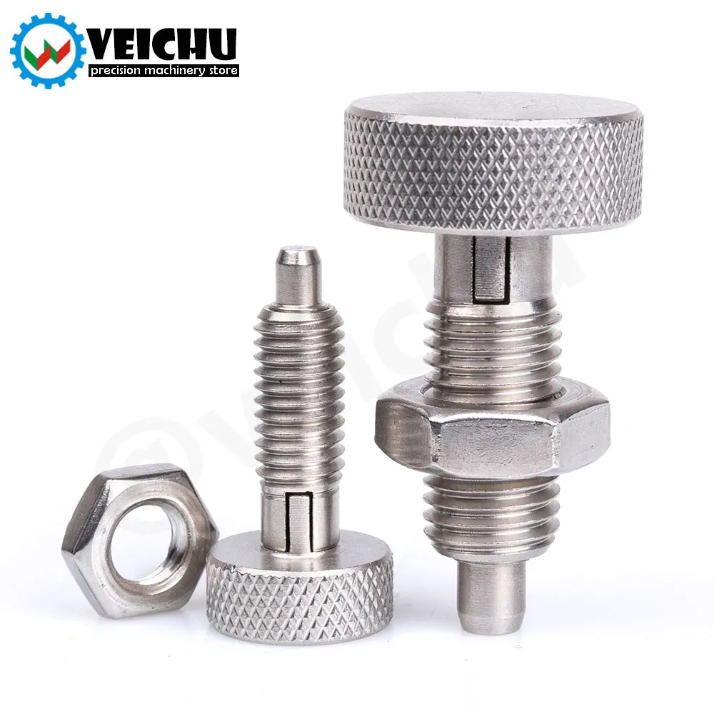 Émbolos de perilla moleteada de acero inoxidable, pistón de resorte, pernos de tornillo de Autobloqueo con tuercas, en Stock, VCN230-CN