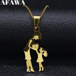Mum Girl Stainless Steel Necklace Chain Women Gold Color Necklaces & Pendants Jewerly cadenas mujer Mother's Day Gift N537S01