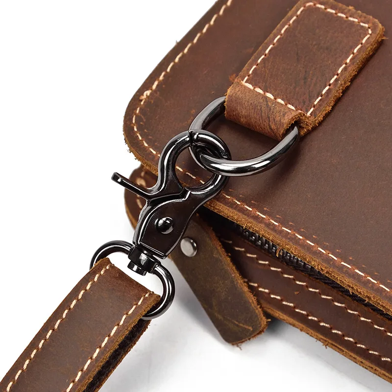 Men\'s Crazy horse leather clutch bag vintage genuine leather handbag high quality A4 iPad casual shoulder bag messenger bag