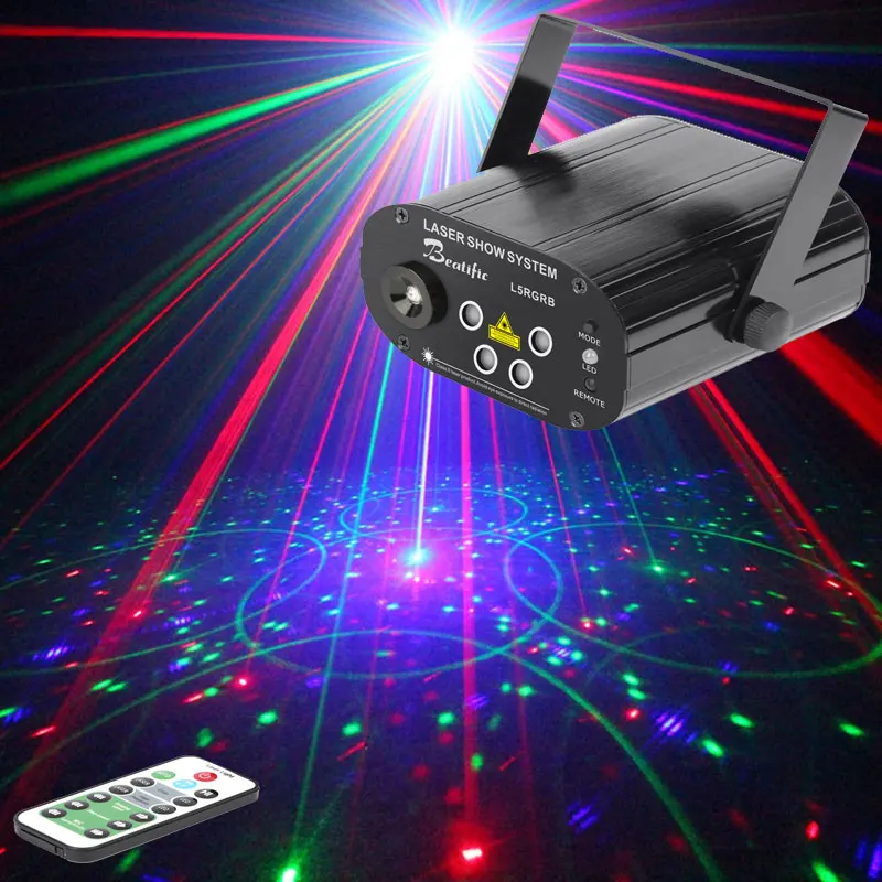 

RGB DJ Disco Light Laser Projector For Dance Party Sound Lights Stage Machine 128 Patterns Color Music Nightclub Lights