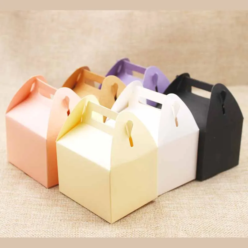 

7.2x5.9x5cm Hand Mutli color candy/wedding favors display box small kraft paper with handle gift package box 200pcs/lot