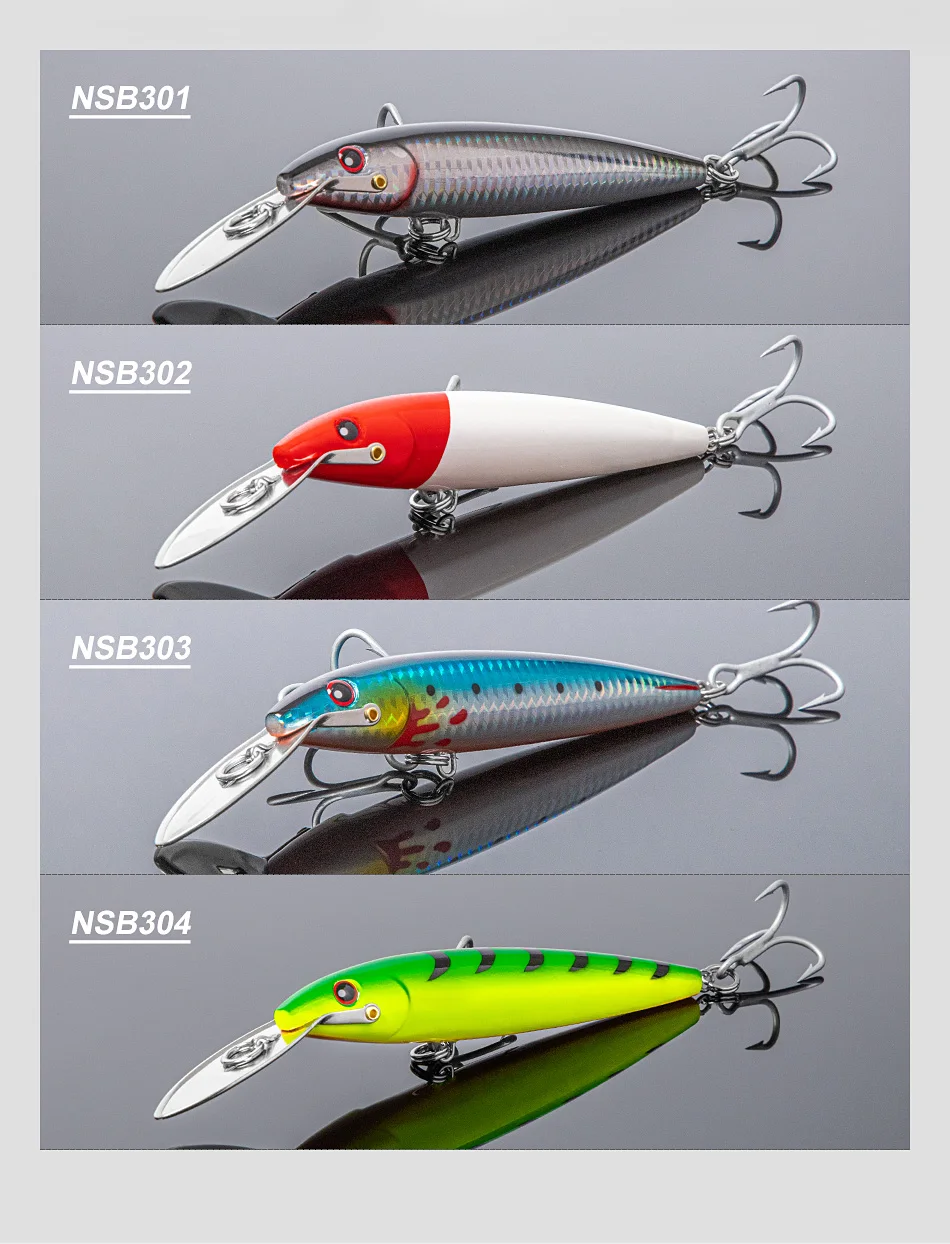 NOEBY 3pcs 13cm 32g 225mm 86g Floating 7-9m 185mm 60g 5-6m Metal Tongue Trolling Fishing Goods Minnow Lures Fishing Bait NBL9904