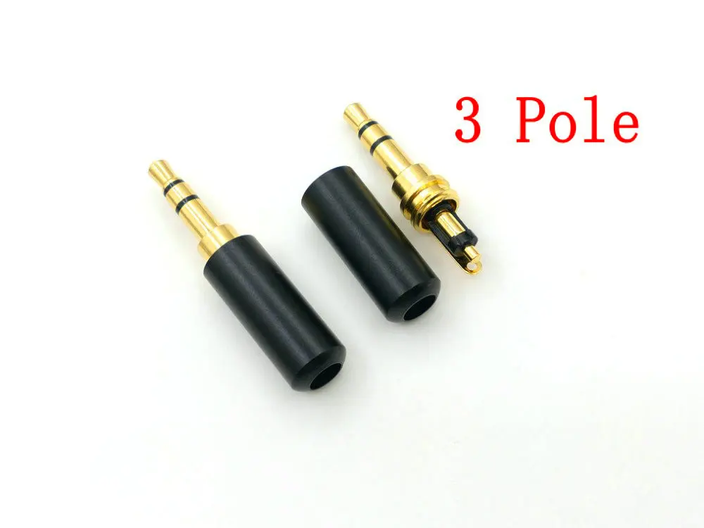 Imagem -02 - Escudo de Alumínio 3.5 mm Plug Jack de Áudio Pólo Pólo Banhado a Ouro Fone Ouvido Adaptador 100 Peças