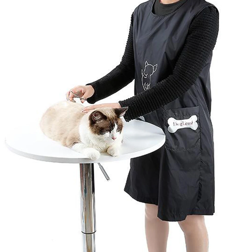 Sleeveless Pet Grooming Apron Professional Pet Salon Workwear Smock with Pocket Waterproof Grooming Apron Smock for Cat Dog