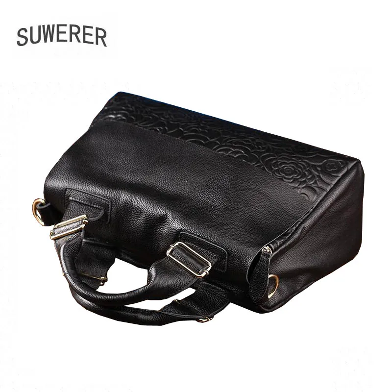 SUWERER 2020 New Women Genuine Leather bag Fashion soft leather Luxury handbag women famous brand tote bag cowhide Embossing bag