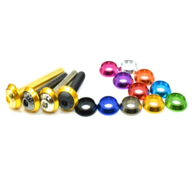 20pcs Button Aluminum round washer M2 M2.5 M3 M4 M5 M6 M8 colourful Aluminum cup head washer for button head screw bolts