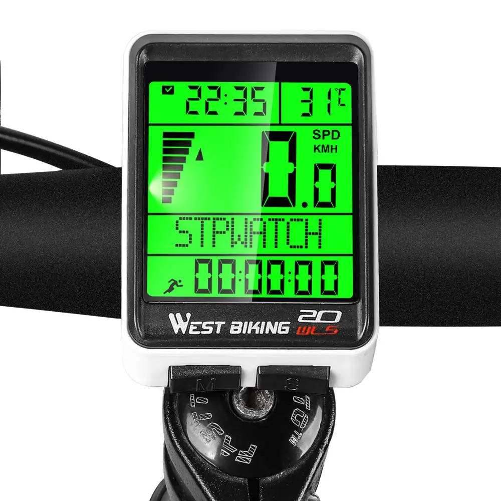 WEST BIKING LED Bicycle Computer Bike Speedometer 5 Language Wireless Bike Odometer Waterproof Cycling Bicycle Speedometer