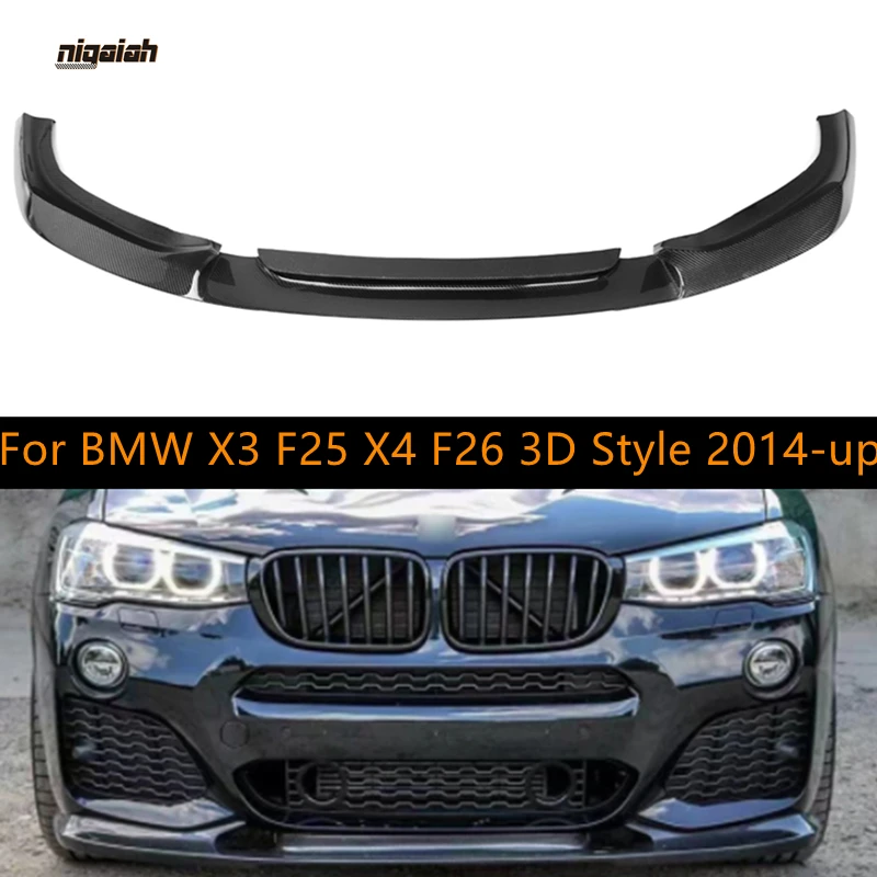 3D Style Carbon Fiber Material Front Bumper Shovel Chin Lip For BMW X3 F25 X4 F26 MT Car Body Kit 2014 Up