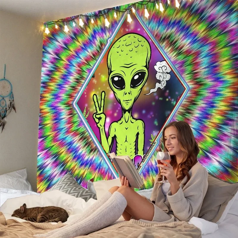 

Alien tapestry Home decoration psychedelic wall cloth Bedroom dormitory bedside background cloth