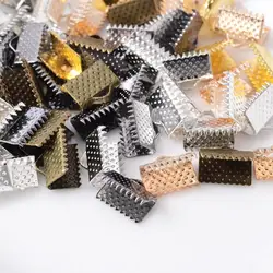 100Pcs/Bag 8/10mm Crimp Beads Cove Clasps Cord End Caps String Ribbon Leather Clip Foldover Connectors Supplies For DIY Jewelry