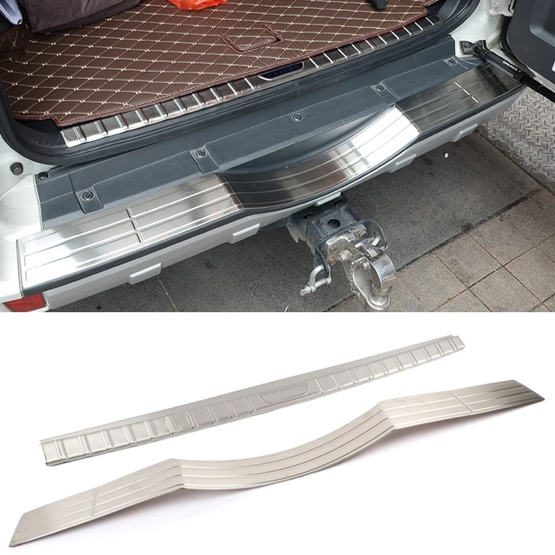 For Mitsubishi Pajero V80 V93 V95 V98 2007-2021 Stainless Rear Trunk Inner Outer Bumper Plate Protector Guard Cover