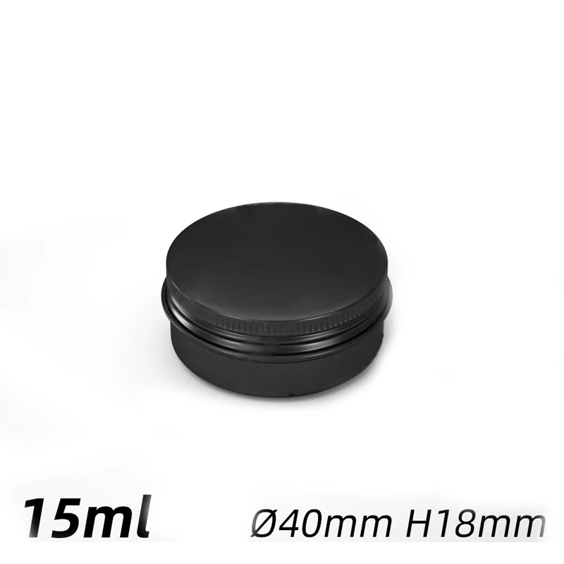 50Pcs Frosted Black Aluminum Jar 5/10/15/30/50/80/100ML Lip Oil Cosmetic Eye Cream Cans Refillable Batom Lotion Tin Container