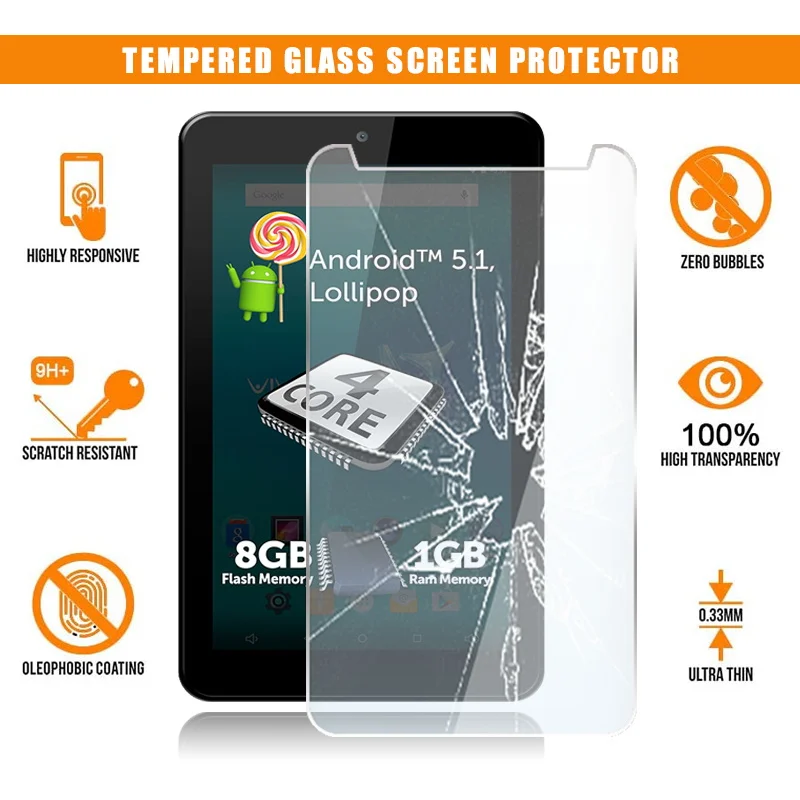 

Screen Protector for Allview Viva C701 Tablet Tempered Glass 9H Scratch Resistant Anti-fingerprint HD Clear Film Guard Cover