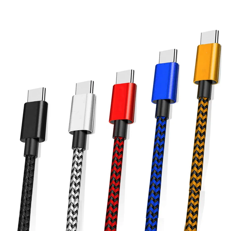 0.25/1/2/3 meter nylon USB Type C cable usb tipo c charging fast charging cables charger data cable for smartphone mobile phone