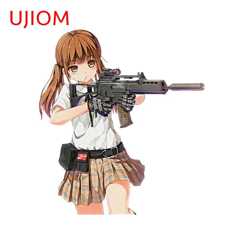 UJIOM Sweet Anime Girl with A Gun Wallstickers Room Decoration Wall Poster Home Decor Kids Bedroom Removable Wallpaper Art Decal