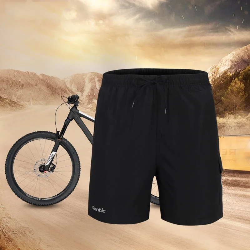 Santic Summer Men Cycling Shorts Loose Edition 4D Gel Cushion Outdoor Running Gym MTB Bicycle Casual Cycle Shorts Asian Size