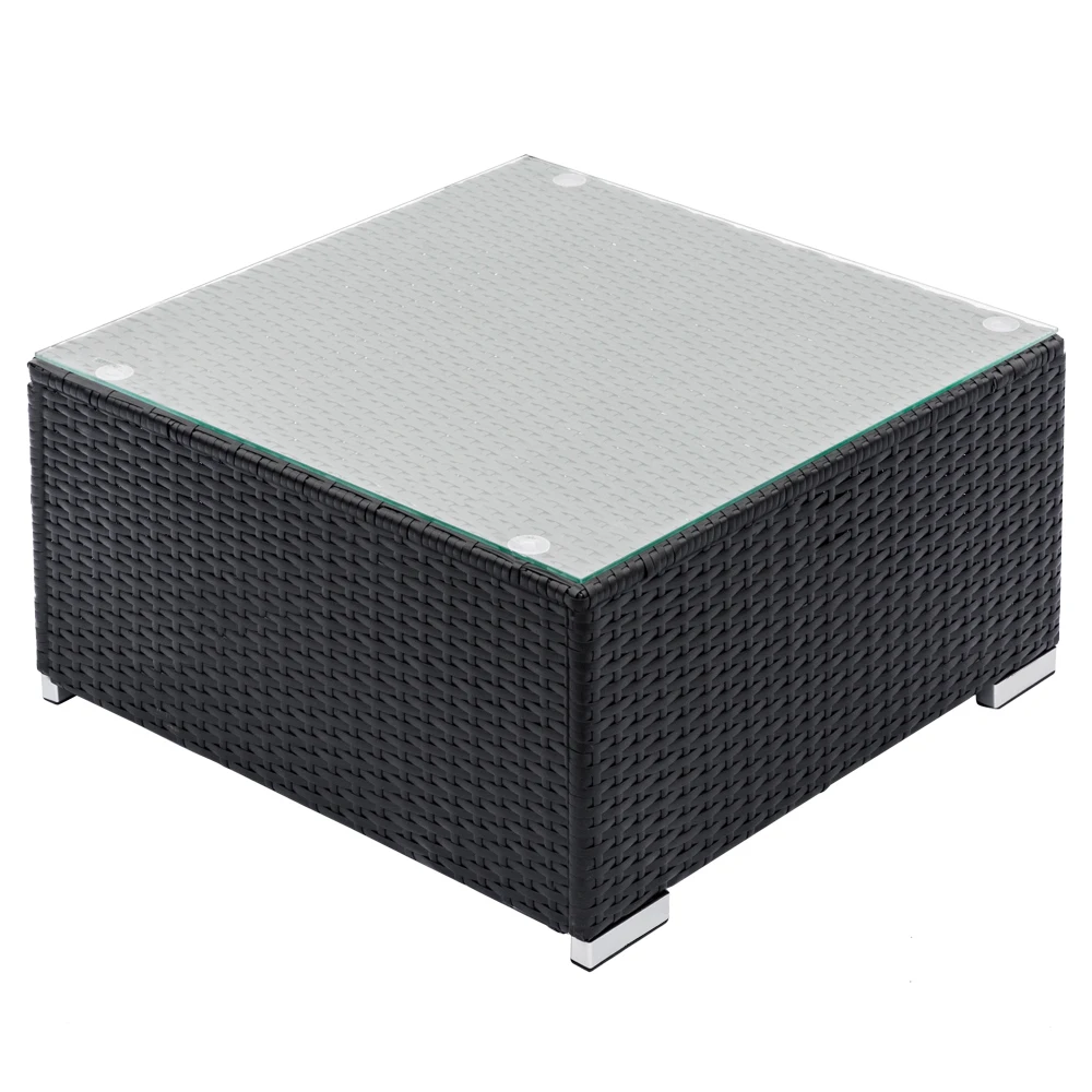 Fully Equipped Weaving Rattan Sofa Set with 2pcs Corner Sofas & 2pcs Single Sofas Black